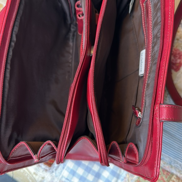 Liz Claiborne red leather purse/attache in like new condition.Is Burgundy. - Picture 12 of 12